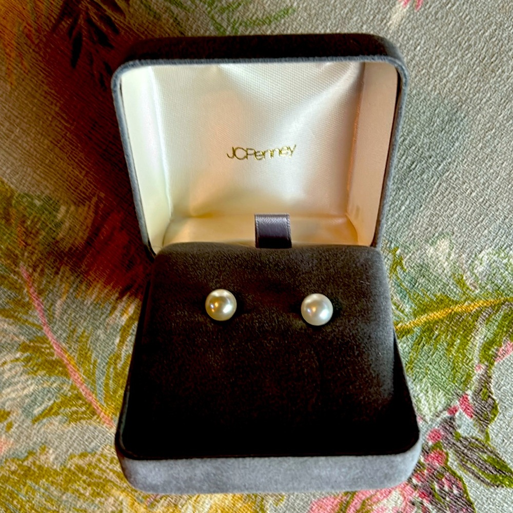 Pearl Earrings from JCP collection Original Box